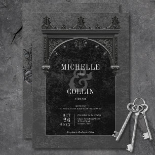 Gothic Black Arch & Black Roses Hochzeit Einladung
