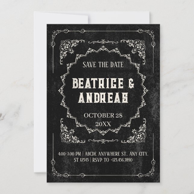 Gothic Black Barock Save The Date (Vorderseite)