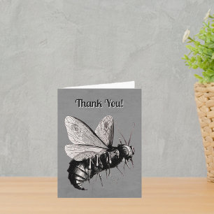 Gothic Black Bee Illustration Totenkopf Kreuzbein Dankeskarte