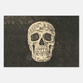 Gothic Black Beige menschliche Skull Textur Geschenkpapier Set