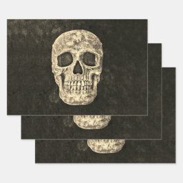 Gothic Black Beige menschliche Skull Textur Geschenkpapier Set
