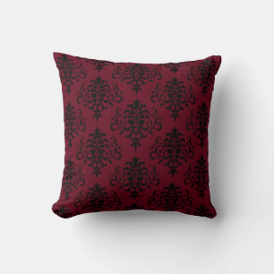 Gothic Black & Berry Damask Muster Kissen