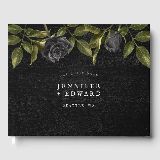 Gothic Black Blume Wedding Gästebuch (Vorderseite)