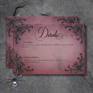 Gothic Black & Burgund Filigree Herzdetails Begleitkarte