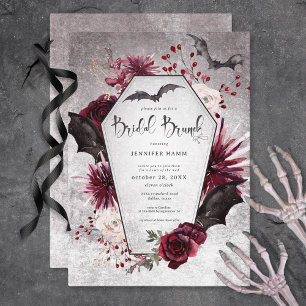 Gothic Black & Burgund Spooky Bridal Brunch Einladung