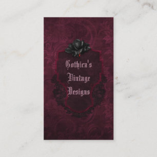 Gothic Black Burgunder Damast Blutrose Visitenkarte