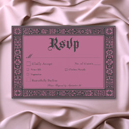 Gothic Black Burgundy Mittelalter bis zum Tode Hoc RSVP Karte