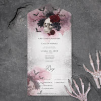 Gothic Black & Burgundy Skull & Bats Dinner