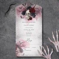 Gothic Black & Burgundy Skull & Bats Kein Abendess