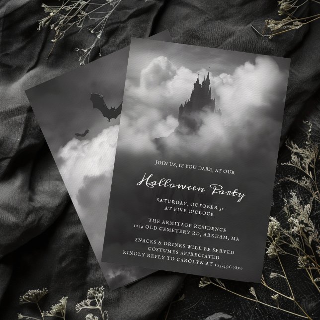 Gothic Black Castle Spooky Halloween-Party Einladung (Von Creator hochgeladen)