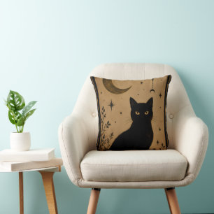 Gothic Black Cat Botanical Kissen Vintage-Dekor