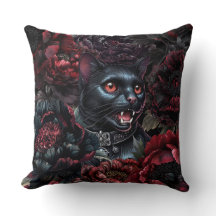 Gothic Black Cat & Dunkle Blumen