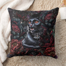 Gothic Black Cat & Dunkle Blumen
