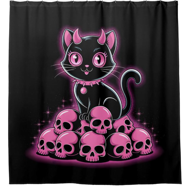 Gothic Black Cat Duschvorhang (Vorderseite)