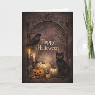 Gothic Black Cat Halloween Karte