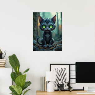 Gothic Black Cat Halloween verzauberte Forest Vibe Poster