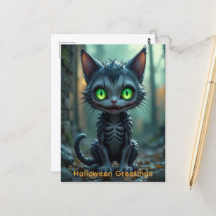 Gothic Black Cat Halloween verzauberte Forest Vibe Postkarte