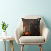 Gothic Black Cat Halloween-Wurfkissen