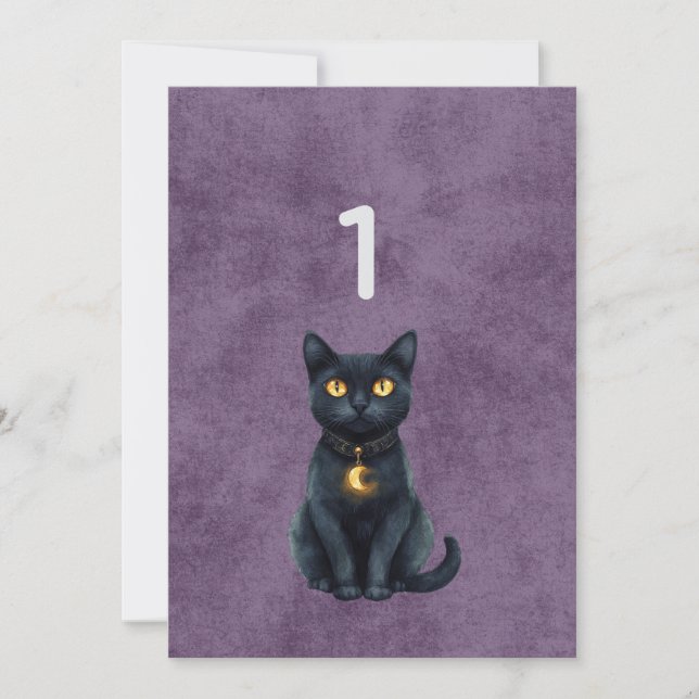 Gothic Black Cat Hochzeit Tischnummer (Vorderseite)
