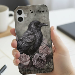 Gothic Black Crow Dark Academia iPhone 16 Hülle