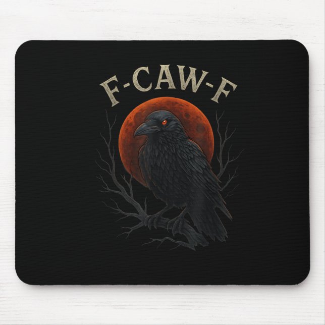 Gothic Black Crow F-caw-f Raven Funny Red Moon Sar Mousepad (Vorne)