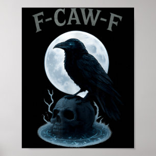 Gothic Black Crow Raven Schädel Mond Halloween Poster