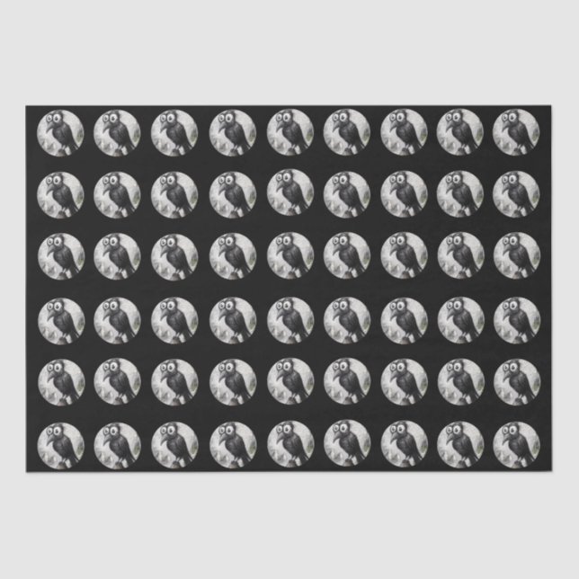 Gothic Black Crow & Tower Spooky Halloween Seidenpapier (Vorderseite)