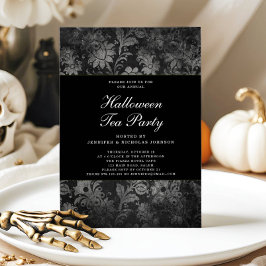 Gothic Black Damask Halloween Tea Party Einladung