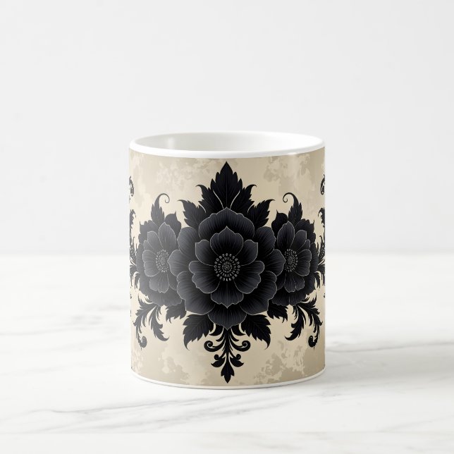 Gothic Black Damask Kaffeetasse (Mittel)