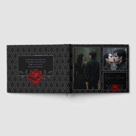 Gothic Black Damast Rose Hochzeit Gästebuch