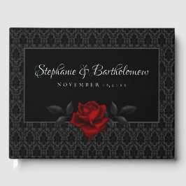 Gothic Black Damast Rosenhochzeit Gästebuch