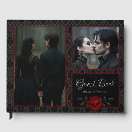 Gothic Black Damast Rosenhochzeit Gästebuch