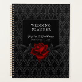 Gothic Black Damast Rosenhochzeit Planer