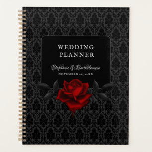 Gothic Black Damast Rosenhochzeit Planer