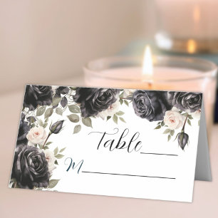 Gothic Black Dark Rose Vintag Goth Wedding Platzkarte