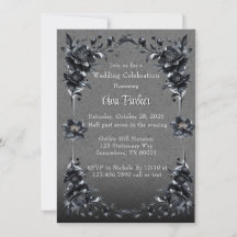 Gothic Black Floral Border Wedding Celebration