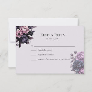 Gothic Black Floral RSVP-Karte RSVP Karte