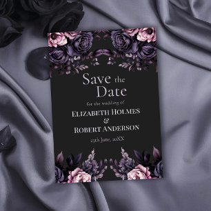 Gothic Black Floral Save-the-Date-Karte Einladung