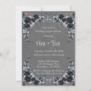 Gothic Black Floral Wedding Couples Dusche Einladung