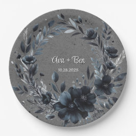 Gothic Black Floral Wedding Pappteller