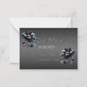 Gothic Black Floral Wedding Save the Date Card Mitteilungskarte