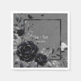 Gothic Black Floral Wedding Serviette