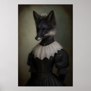 Gothic Black Fox Kunstprint viktorianische dunkle Poster