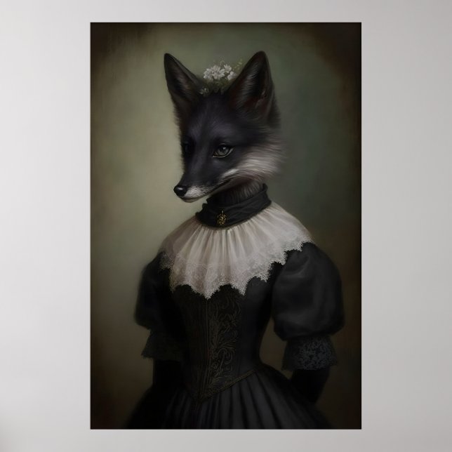 Gothic Black Fox Kunstprint viktorianische dunkle  Poster (Vorne)