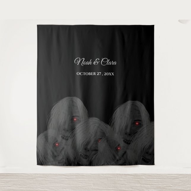 Gothic Black Ghosts - Dark Moody Halloween Wandteppich (Vorderseite)
