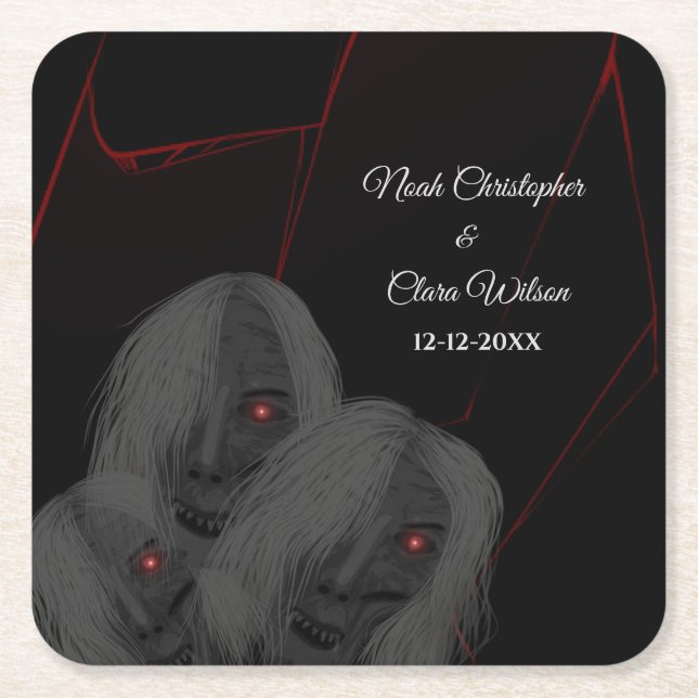 Gothic Black Ghosts - Dunkle Stimmung Halloween Rechteckiger Pappuntersetzer (Vorderseite)