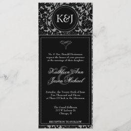 Gothic Black & Gray Blüh Hochzeit Einladung