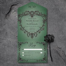 Gothic Black & Green Filigree Herz No Dinner