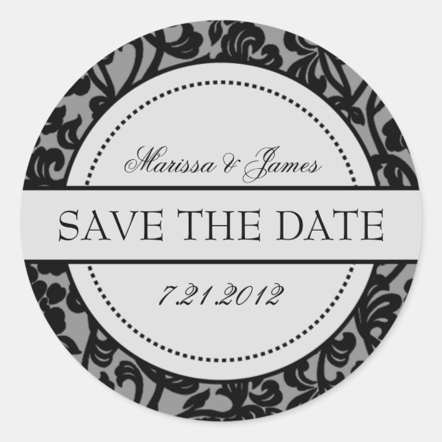 Gothic Black & GreyFlourish Umschlag Aufkleber (Vorderseite)