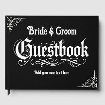Gothic Black Guest Book Personalisierte Namen & Te